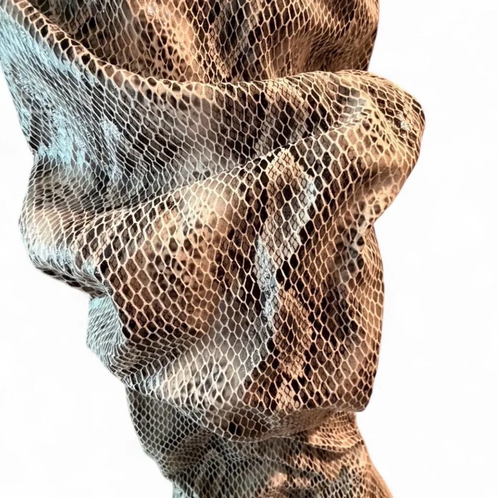 Fashion Nova Snake-Print Over-the-Knee Boots - Gray Beige